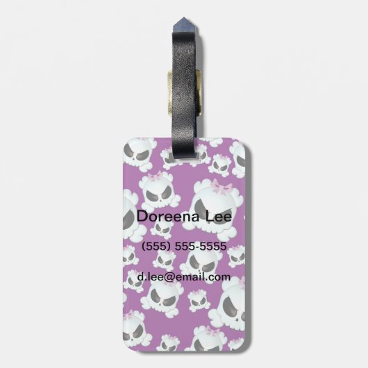 Girly Skullz Bagagelabel (Achterkant verticaal)