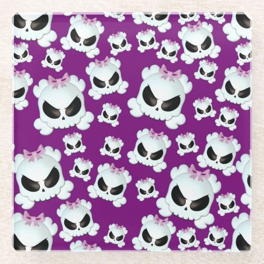 Girly Skullz Glazen Onderzetter (Voorkant)