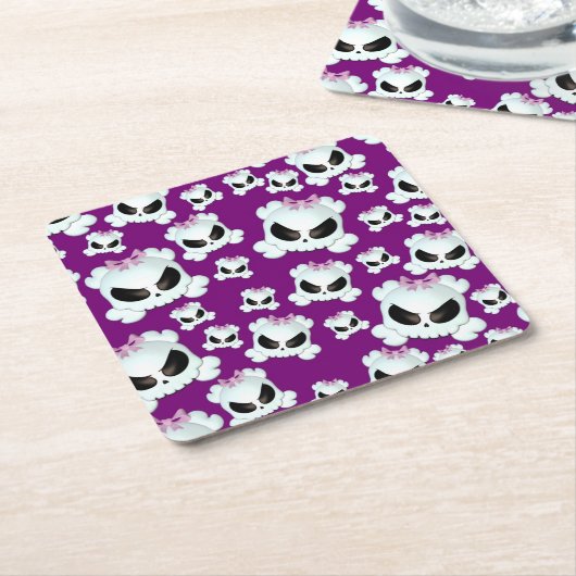 Girly Skullz Kartonnen Onderzetters (Schuin)