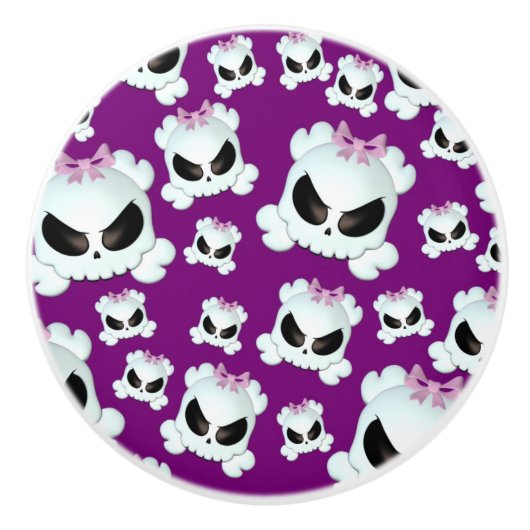 Girly Skullz Keramische Knop (Voorkant)