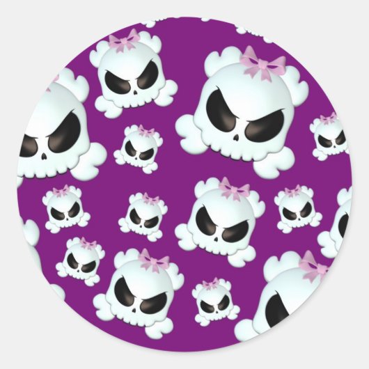 Girly Skullz Ronde Sticker (Voorkant)