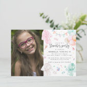 Girly Sleepover Slumber Foto Verjaardagsfeest Kaart (Staand voorkant)