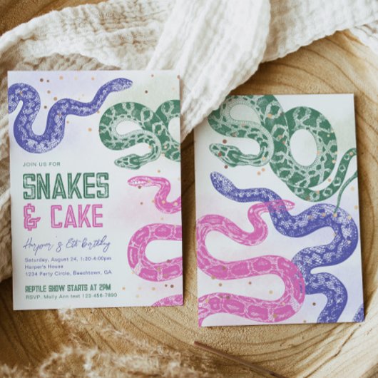Girly Snake Verjaardagsuitnodigingen Kaart