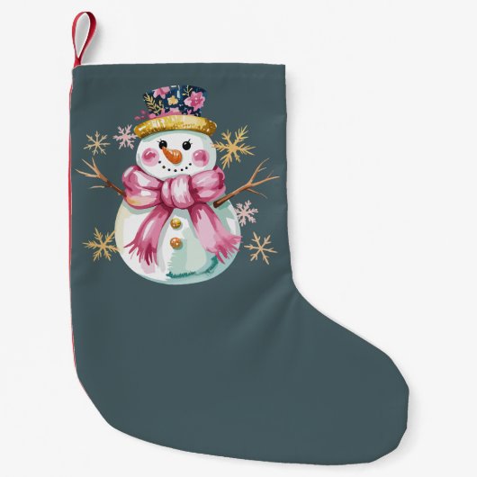 Girly Snowman Wintervakantie Kerst Schattige Kleine Kerstsok (Voorkant)