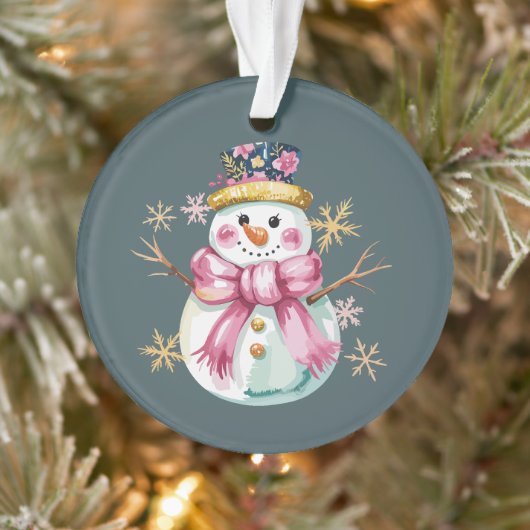 Girly Snowman Wintervakantie Kerst Schattige Ornament (Boom)
