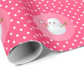 Girly Snowman Wrapping Paper Cadeaupapier (Rol Hoek)