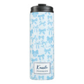 Girly Soft Blue Coquette Bow with Name Thermosbeker (Voorkant)