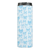 Girly Soft Blue Coquette Bow with Name Thermosbeker (Achterkant)