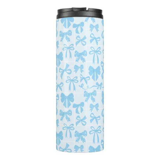 Girly Soft Blue Coquette Bow with Name Thermosbeker (Achterkant)