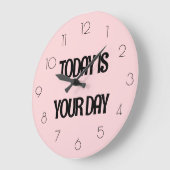 Girly Soft Pink VANDAAG IS UW DAGQUOTE Grote Klok (Hoek)