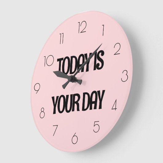 Girly Soft Pink VANDAAG IS UW DAGQUOTE Grote Klok (Hoek)