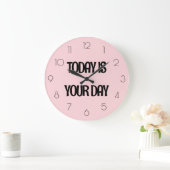 Girly Soft Pink VANDAAG IS UW DAGQUOTE Grote Klok (Huis)