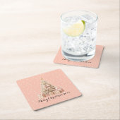 Girly Soft Roze Kerstboom & aangepaste groeten Kartonnen Onderzetters (Insitu)