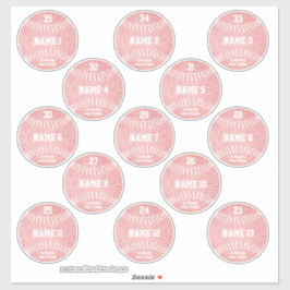 girly softball reeks van 13 namen van douanespeler sticker