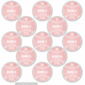girly softball reeks van 13 namen van douanespeler sticker (Voorkant)
