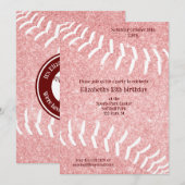 Girly Softball Verjaardag of Team Party Kaart (Voorkant / Achterkant)