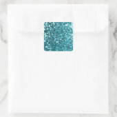 Girly Solid Aqua Glitter Look Vierkante Sticker (Tas)