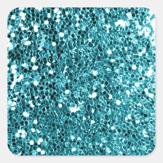 Girly Solid Aqua Glitter Look Vierkante Sticker (Voorkant)