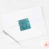 Girly Solid Aqua Glitter Look Vierkante Sticker (Envelop)