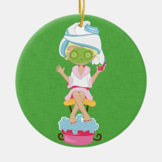 Girly Spa Girl Keramisch Ornament (Voorkant)