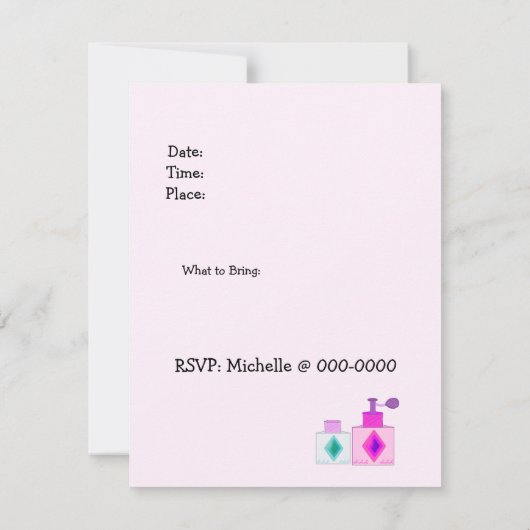 Girly Spa Slumber Party Kaart (Achterkant)