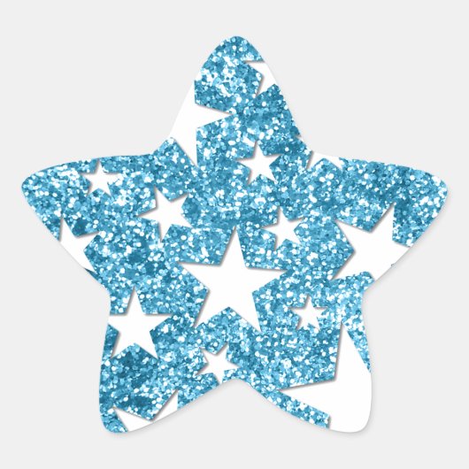 Girly Sparkle Faux Glitter Sterren Lichtblauw Ster Sticker (Voorkant)