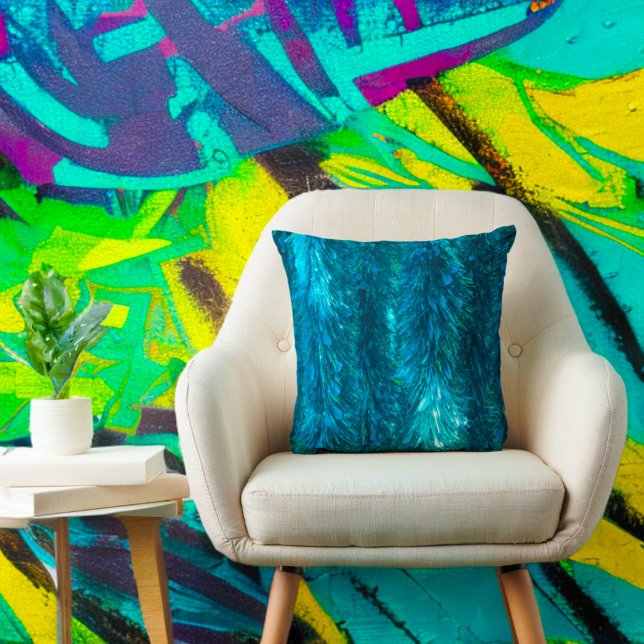 Girly Sparkle Glitter Blauwgroen Turquoise Bling G Kussen (Creator heeft geüpload)