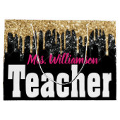 Girly Sparkle School Teacher Large Gift Bag Groot Cadeauzakje (Achterkant)