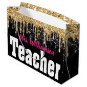 Girly Sparkle School Teacher Large Gift Bag Groot Cadeauzakje (Achterkant Gekanteld)