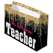 Girly Sparkle School Teacher Large Gift Bag Groot Cadeauzakje (Voorkant Gekanteld)