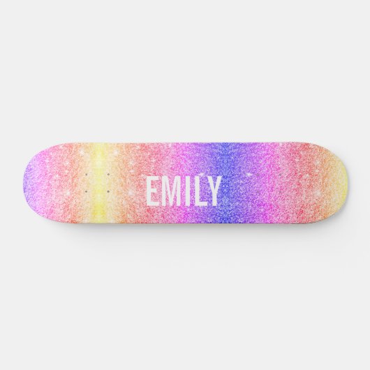 Girly Sparkles Rainbow Persoonlijk Skateboard (Horizontaal)