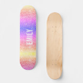 Girly Sparkles Rainbow Persoonlijk Skateboard (Voorkant)