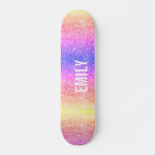 Girly Sparkles Rainbow Persoonlijk Skateboard (Voorkant)