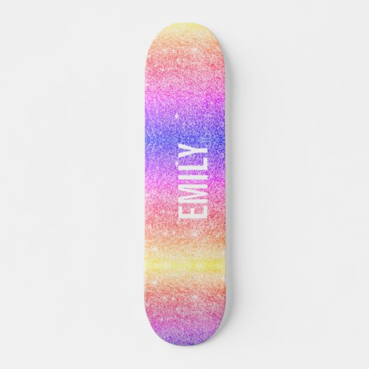 Girly Sparkles Rainbow Persoonlijk Skateboard (Voorkant)