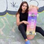 Girly Sparkles Rainbow Persoonlijk Skateboard<br><div class="desc">Moderne regenboog fonkelt meisjesachtige glitternaam skateboard</div>