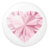 Girly Sparkly Diamond Roze Hart Keramische Knop (Voorkant)