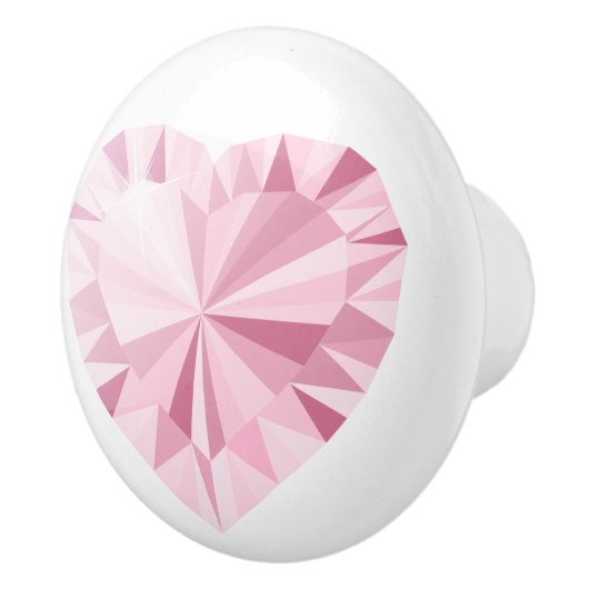 Girly Sparkly Diamond Roze Hart Keramische Knop (Rechts)
