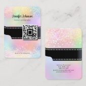 Girly Sparkly Glitter Film Roll Camera QR Code Visitekaartje (Voorkant / Achterkant)