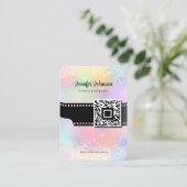 Girly Sparkly Glitter Film Roll Camera QR Code Visitekaartje (Staand voorkant)