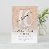 Girly Sparkly Gold White Glitter Ombre Sweet 16 Kaart (Staand voorkant)