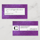 Girly Sparkly Royal Paars Glitter Afsprakenkaartje (Voorkant / Achterkant)