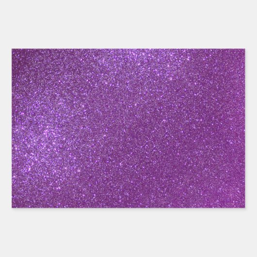 Girly Sparkly Royal Paars Glitter Inpakpapier Vel (Voorkant 3)