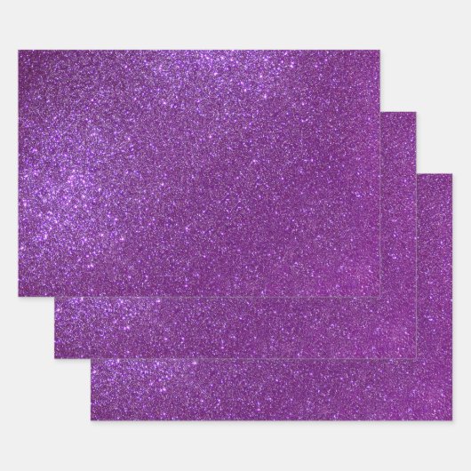 Girly Sparkly Royal Paars Glitter Inpakpapier Vel (Set)