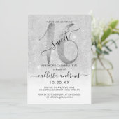 Girly Sparkly Silver White Glitter Ombre Sweet 16 Kaart (Staand voorkant)