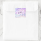 Girly Sparkly Unicorn Rainbow Hearts Monogram Vierkante Sticker (Tas)