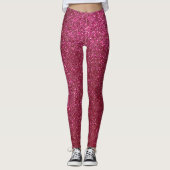 Girly Sparkly Wine Burgundy Red Glitter Leggings (Voorkant)
