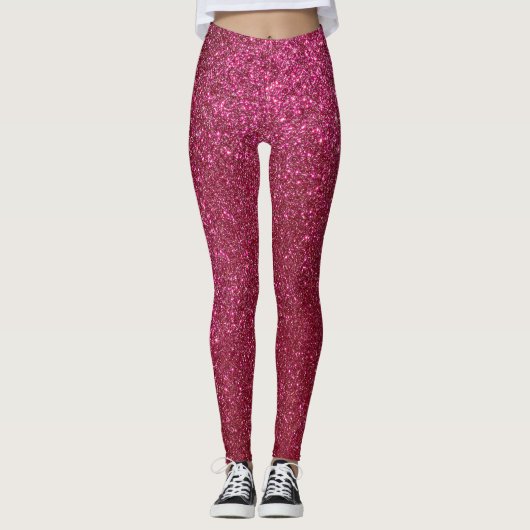 Girly Sparkly Wine Burgundy Red Glitter Leggings (Voorkant)