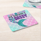 Girly Splashy Sassy Pink Paars Green Mermaid Tail Kartonnen Onderzetters (Schuin)