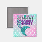 Girly Splashy Sassy Pink Paars Green Mermaid Tail Magneet (Voorkant / Achterkant)