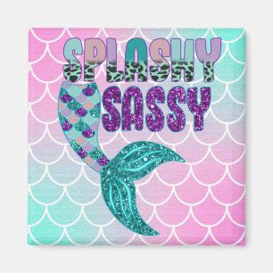 Girly Splashy Sassy Pink Paars Green Mermaid Tail Magneet